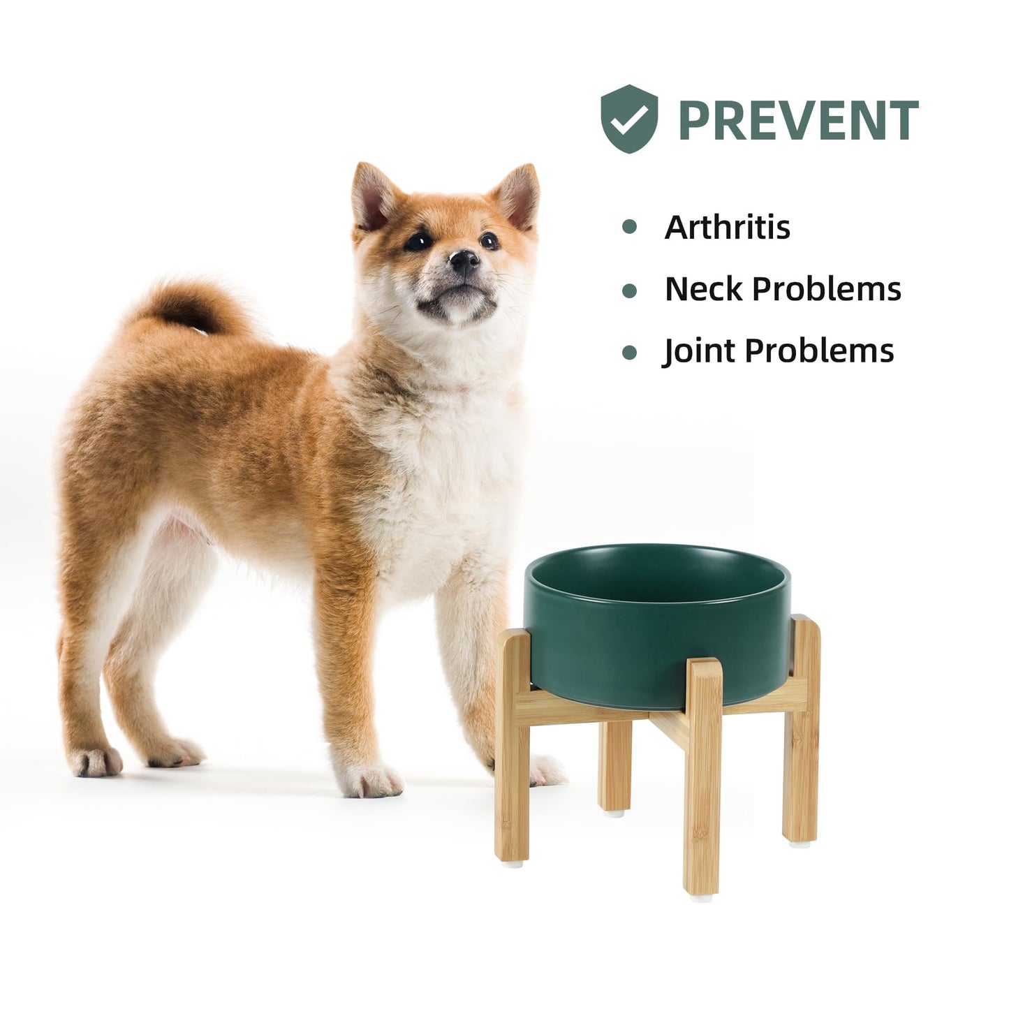 Havniva - Juego de cuencos elevados de cerámica para perros con soporte, tazón elevado para alimentos y agua para perros de raza media, platos para perros con peso, tazón para mascotas (7.3 pulgadas,
