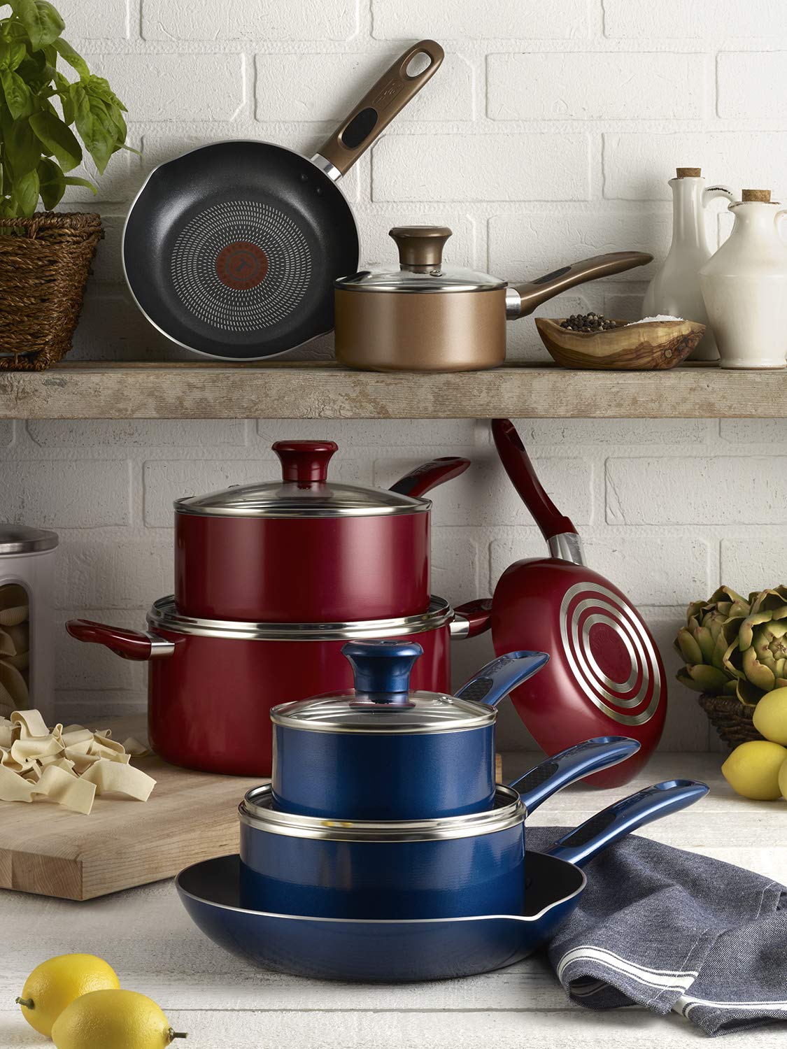 Batería de Cocina T-fal Roja Excite ProGlide Antiadherente 14 Piezas