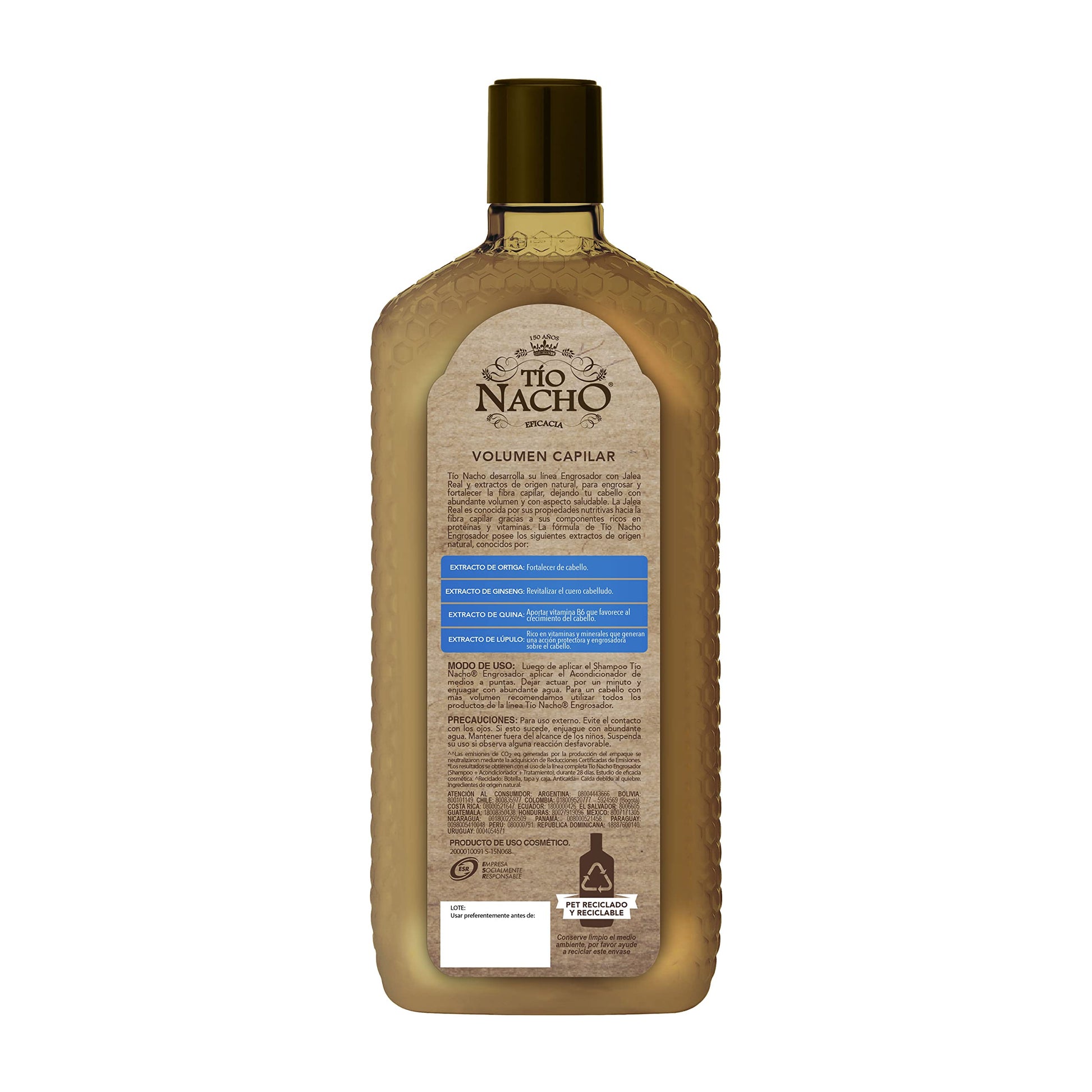 Tío Nacho ENGROSADOR, Shampoo JALEA REAL con extracto de ORTIGA, GINSENG, QUINOA, ALOE VERA y LÚPULO + Tío Nacho ENGROSADOR, Acondicionador JALEA REAL 415 ml