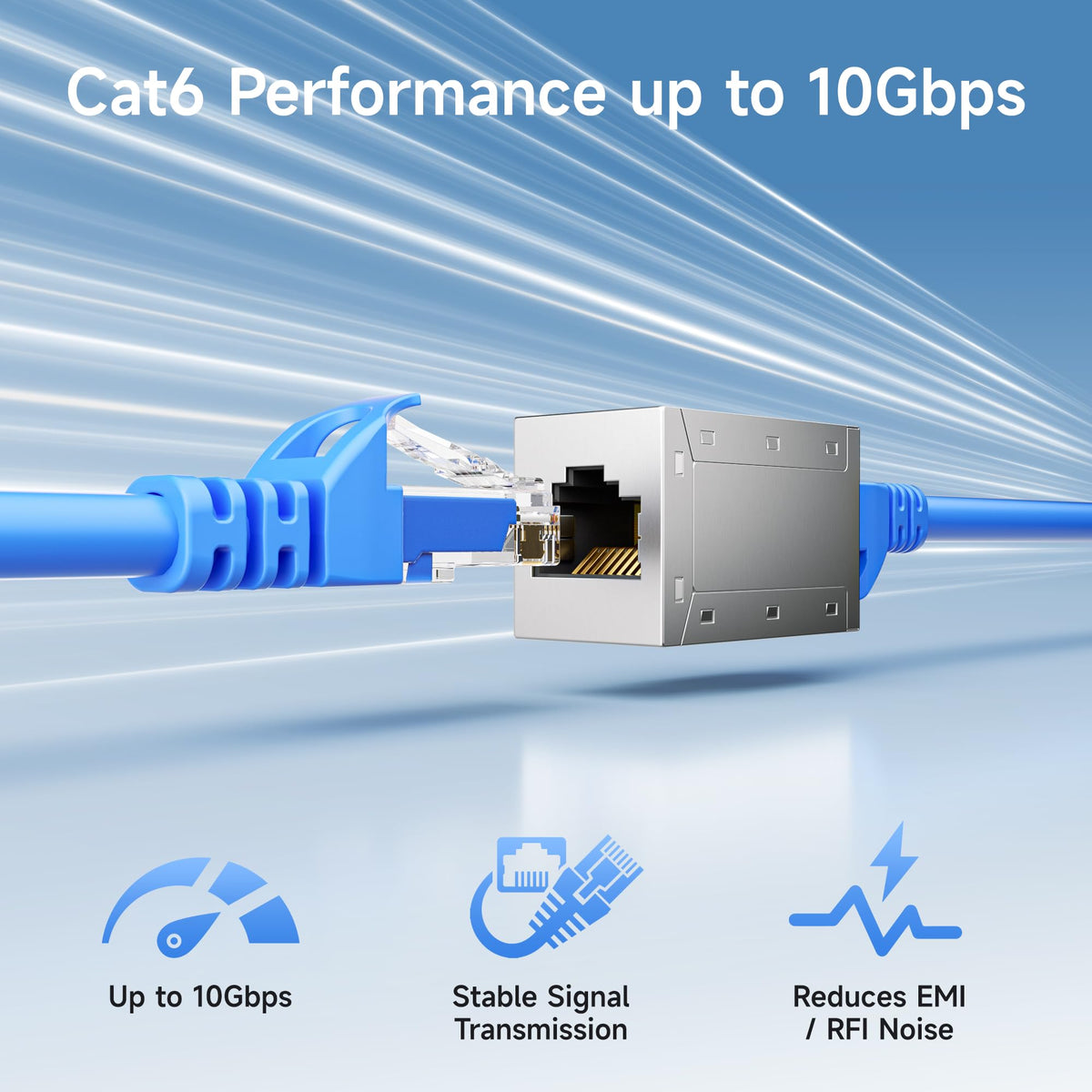 Acopladores en Línea Cat6 Cable Matters Plateado Metal Blindado Paquete de 5 Certificación UL