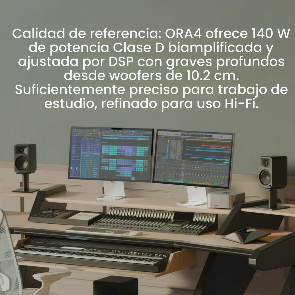 Altavoces de Referencia Kanto ORA4 Negro con Bluetooth y Entrada USB-C Bi-amplificados