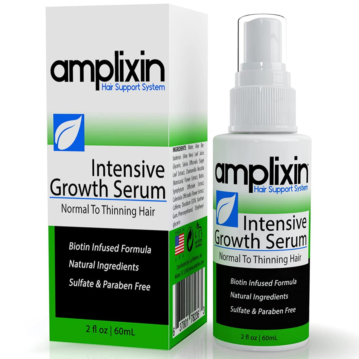 Suero Intensivo para Crecimiento de Cabello Amplixin Biotin Libre de Sulfato para Hombre y Mujer