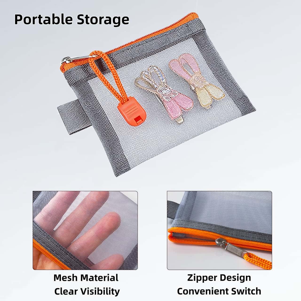 ZSlactp - Paquete de 5 bolsas pequeñas de malla con cierre para bolso, bolsas de viaje para artículos de cambiador diarios, mini bolsas de malla con cierre, bolsas organizadoras de cartera, Bolsas