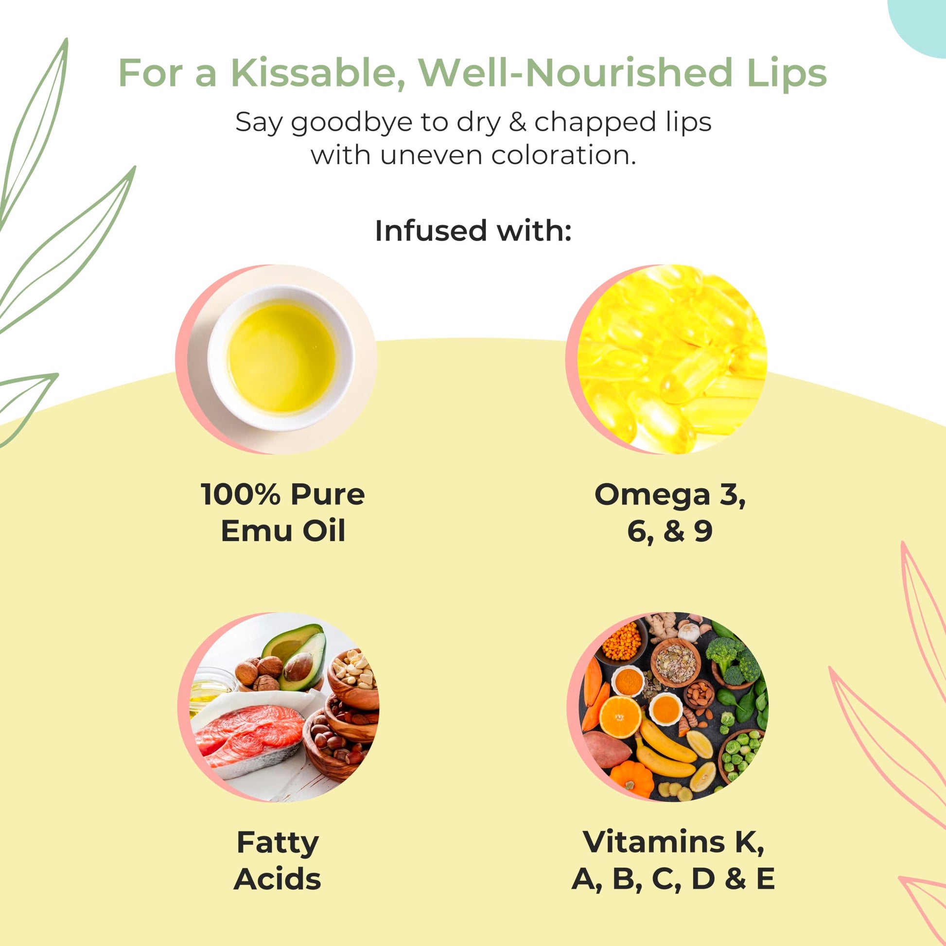 Bálsamo Labial Y-Not Natural Emu SPF50+ Resistente al Agua con Vitamina E y Omega 3, 6, 9