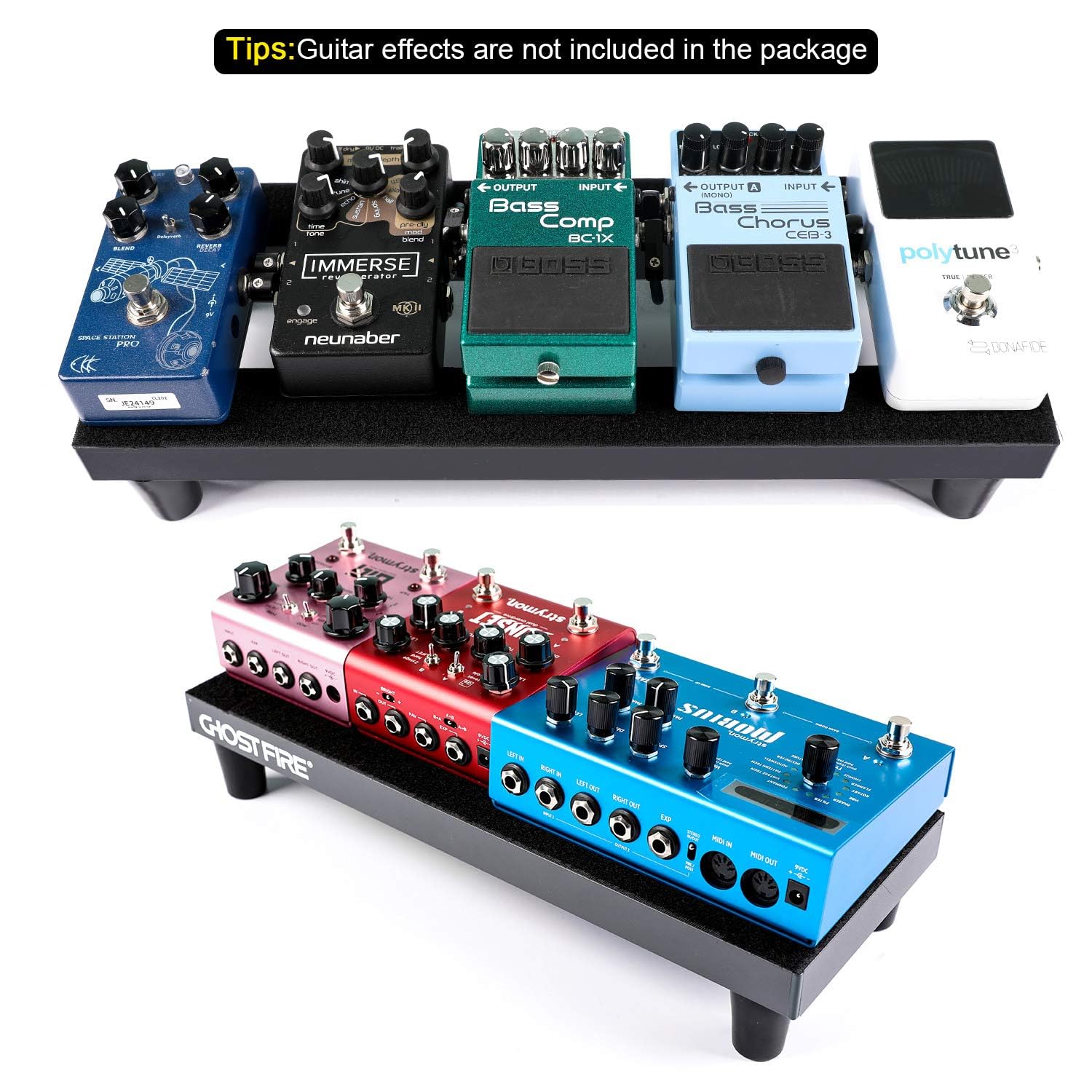 Ghost Fire Guitar Pedal Board Aluminum Alloy 0.8lb Super light Effect Pedalboard13.7''x5.5'' with Carry Bag,SPL-01 and Power Supply GS6