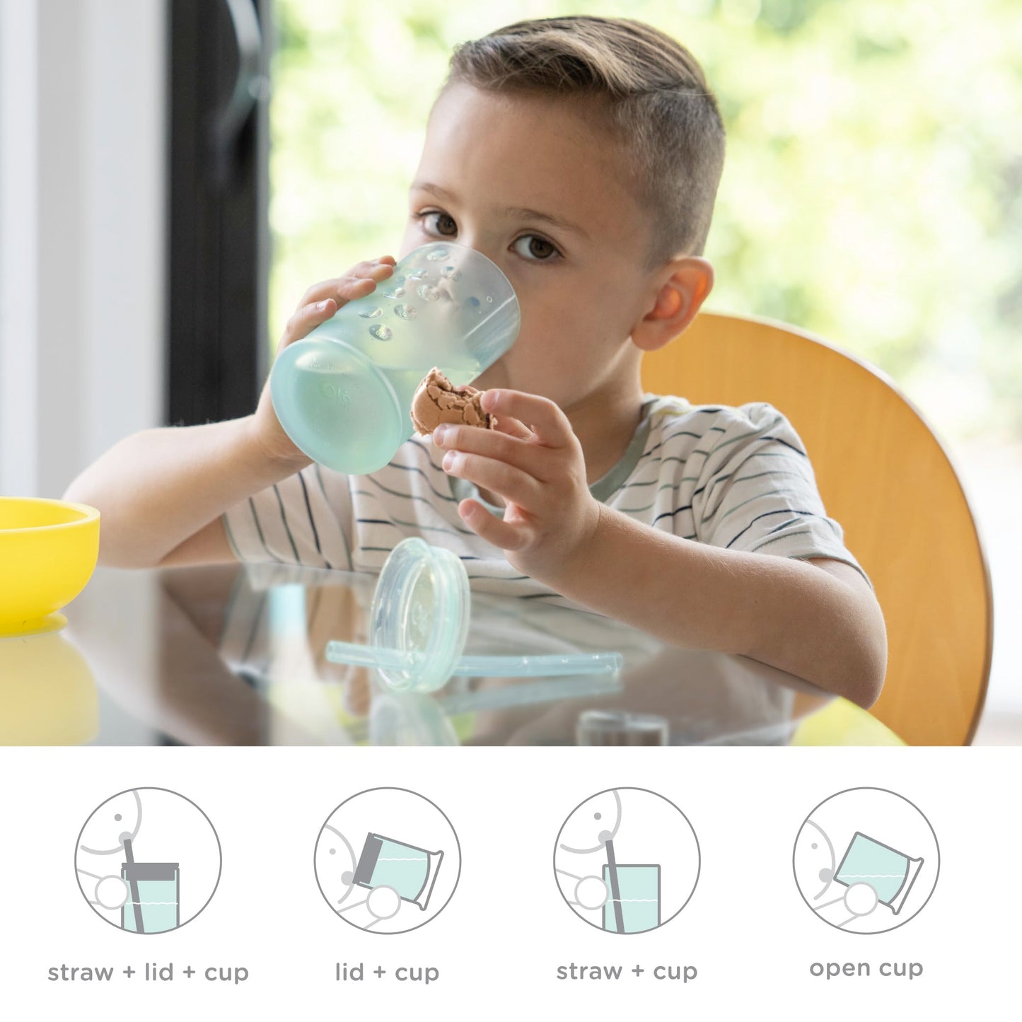 Olababy - Taza de Entrenamiento de Silicona Vista Clara con Tapa de Pajita | Entrenador de Sorbos para Niños Pequeños 12m+ | Tazas Irrompibles para Beber Agua para Niños 2a+ | Suministros de Destete