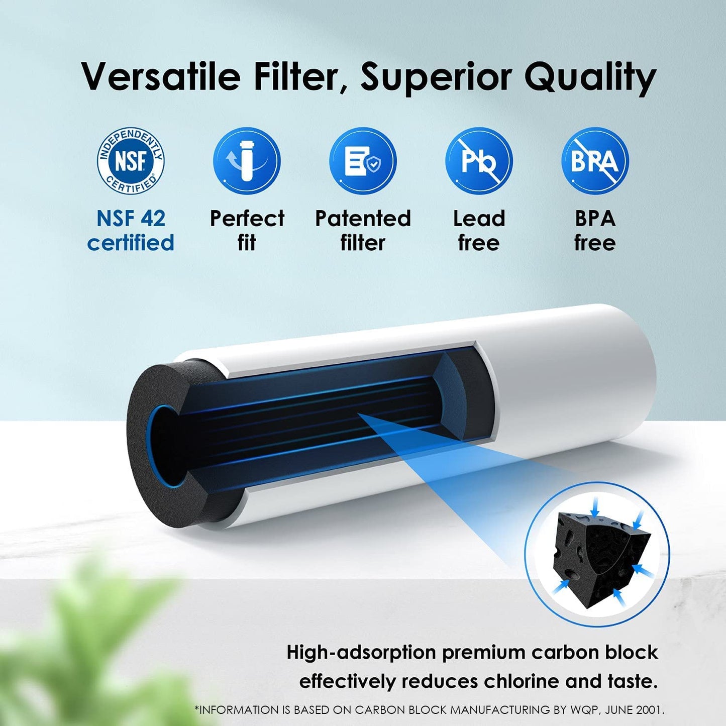 Filtro de Agua para Refrigerador Waterdrop Blanco Certificado NSF 53&42, Compatible con LG LT800P y Kenmore, Pack de 3