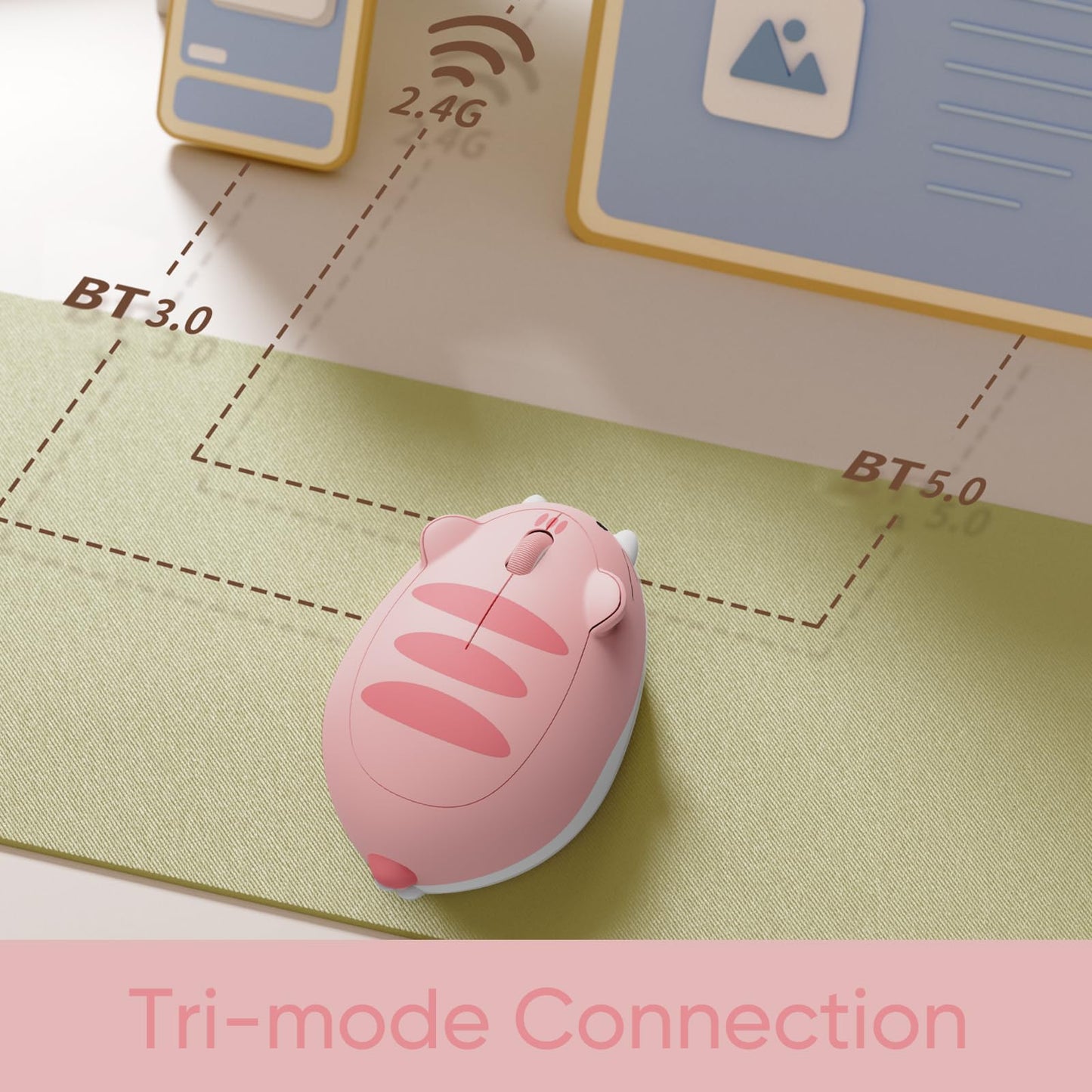 Mouse inalámbrico Akko Angie naranja temática de gatos para juegos