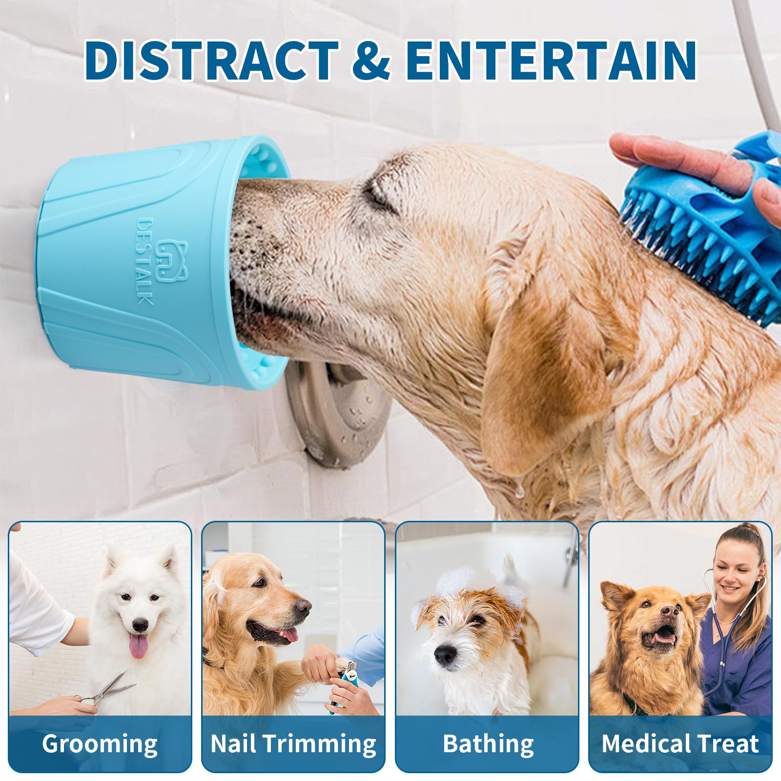 Bestalk - tazón para lamer para perros, alivio de la ansiedad, alimentador lento para perros con alimentador lento, tazón antideslizante para lamer perros, juguetes de enriquecimiento para perros de