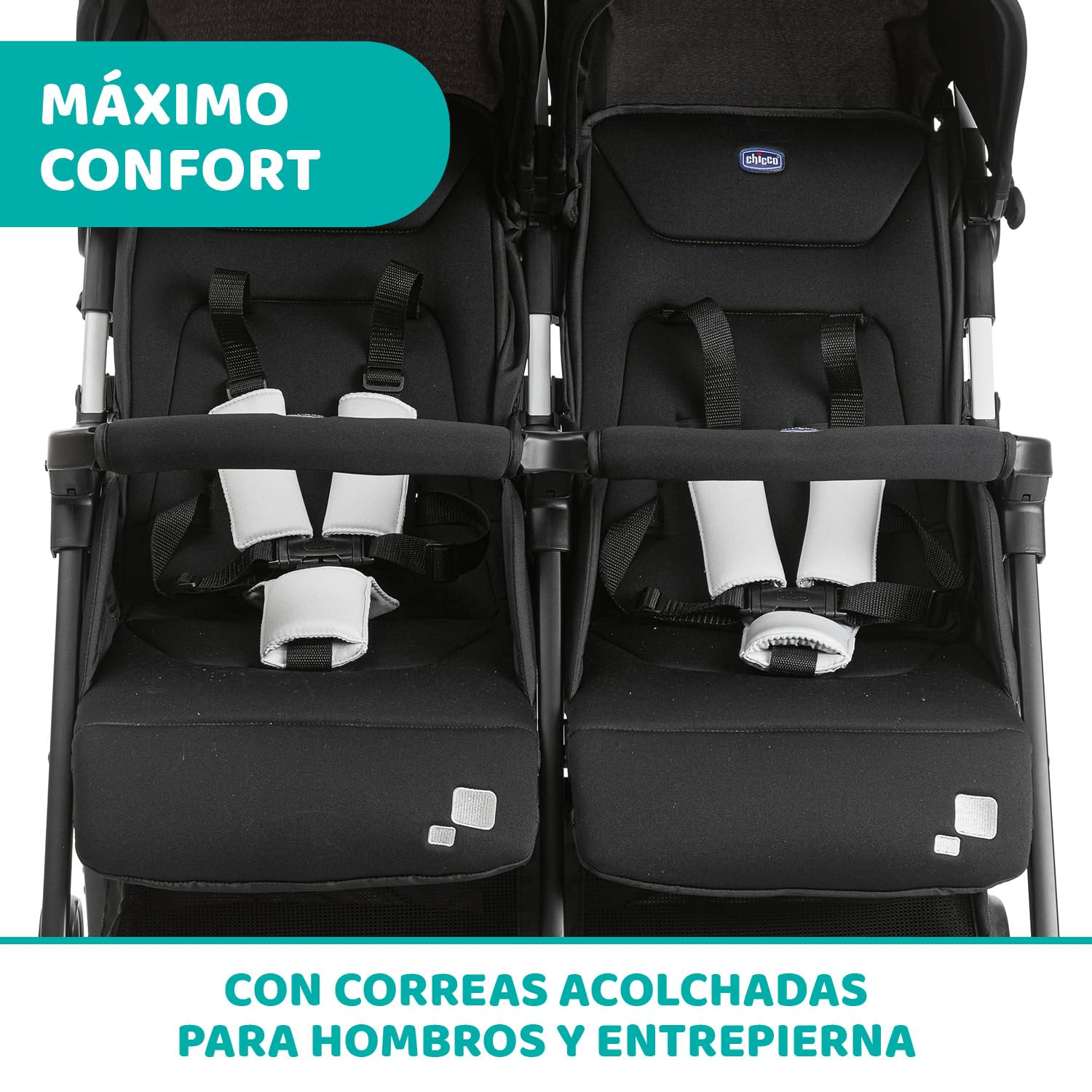 CHICCO, Carriola Gemelar Ohlalà Twin, Carriola Doble, Color Negro