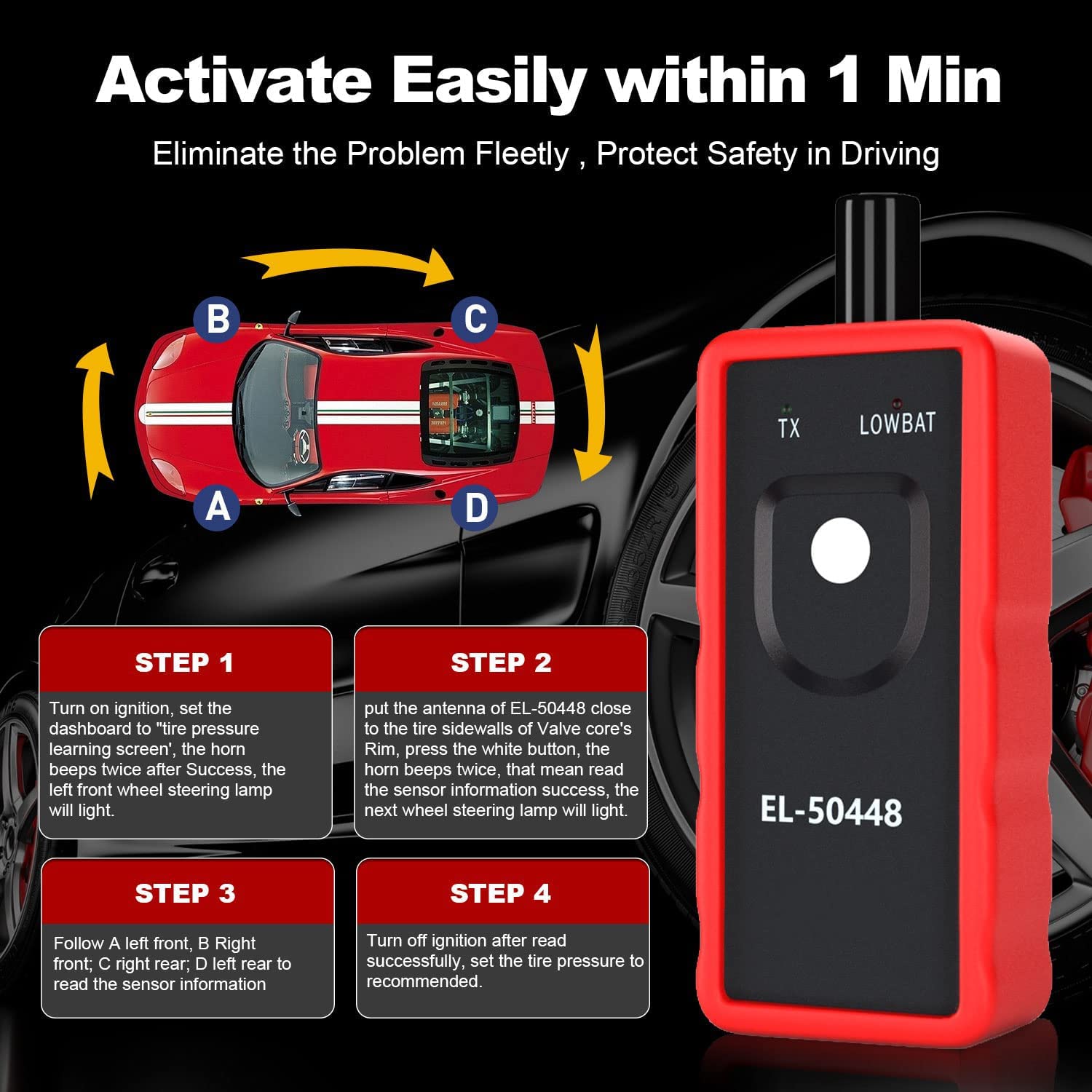 Sensor de Presión de Neumáticos KINGBOLEN EL-50448 Azul Compatible con Serie Gm