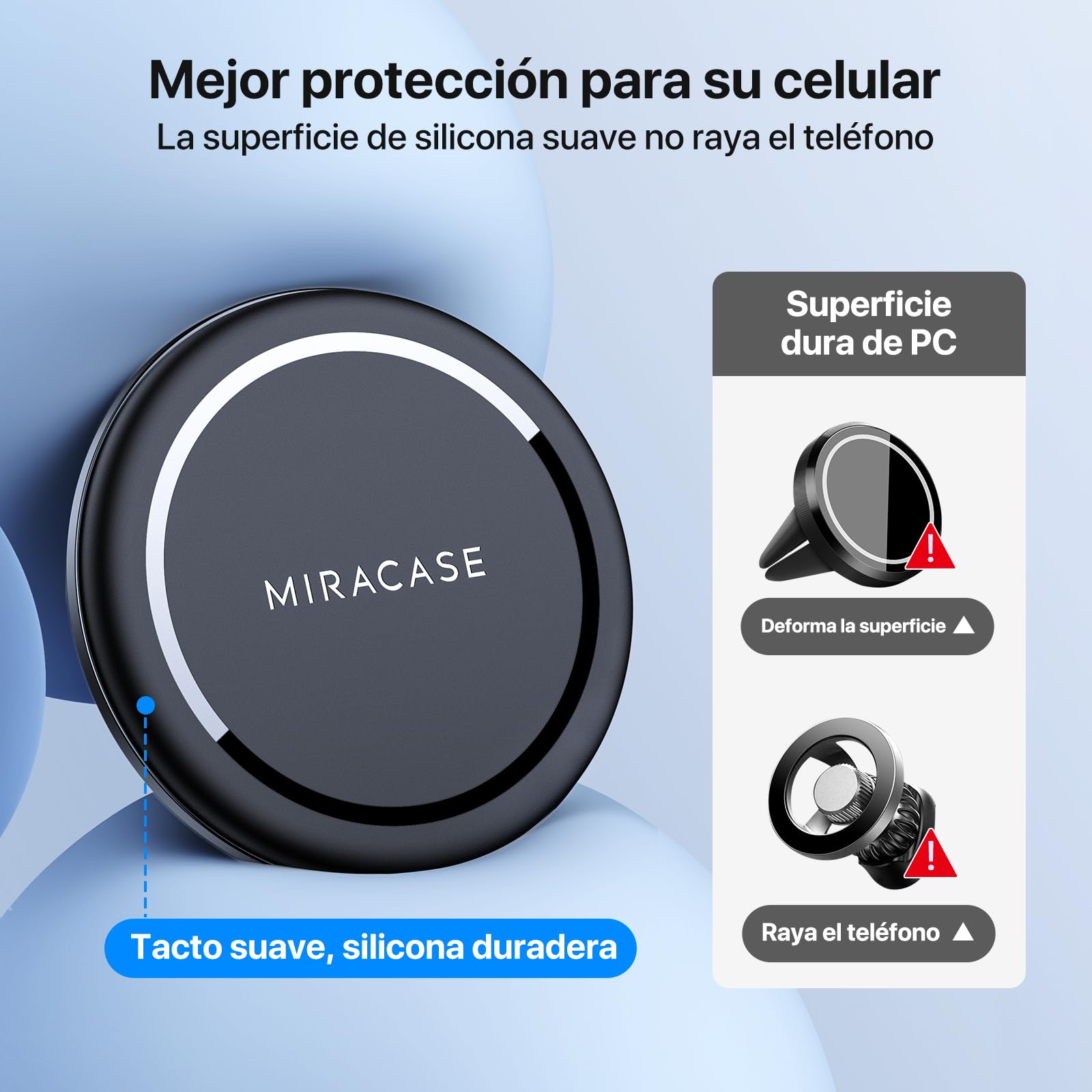 Soporte Celular Automóvil Miracase Negro Súper Poder Succión para Rejilla de Aire Compatible con iPhone 15 14 13 Pro MAX Mini Plus y Otros Celulares