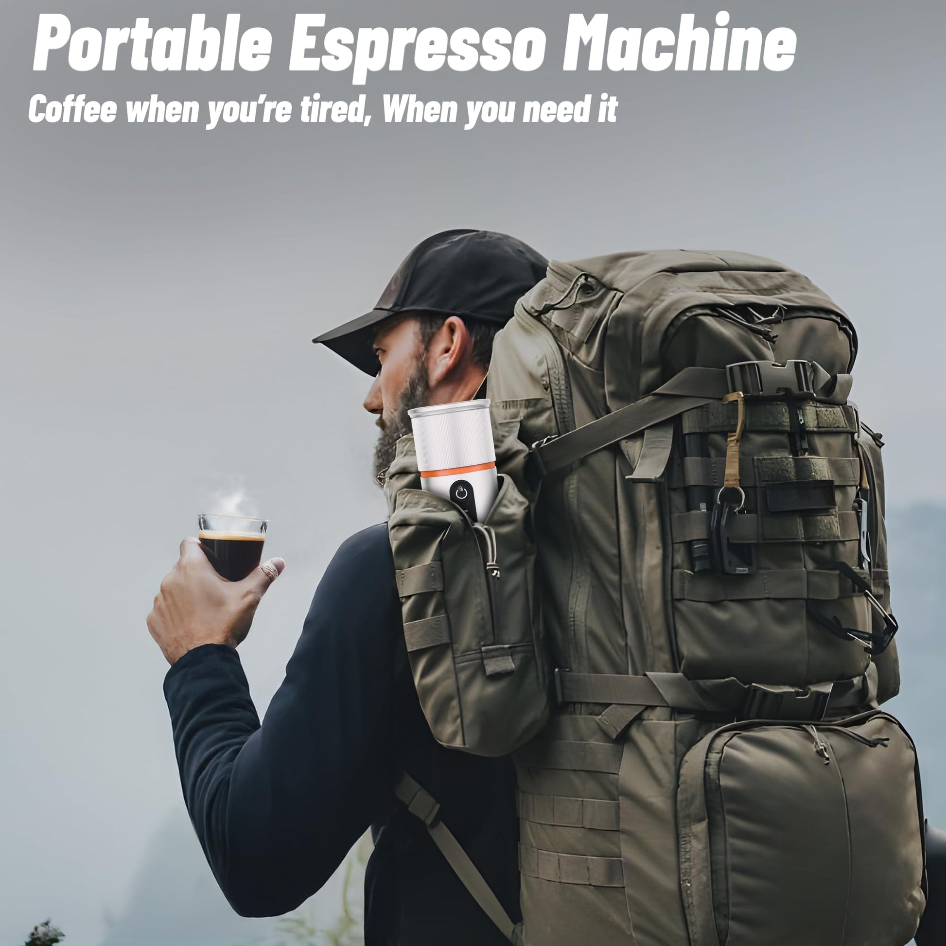 COTGCO - Cafetera portátil para viajes: cafetera portátil, autocalentamiento, haz 8 tazas de café de una carga, café en cualquier momento - Compatible con cápsulas Nespresso - Blanco