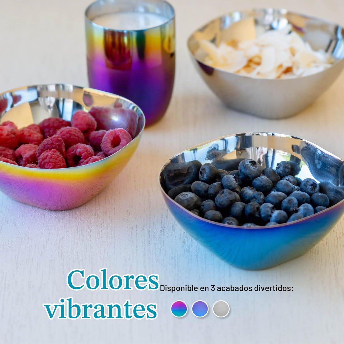 Ahimsa - Cuencos de acero inoxidable para niños, 12 onzas, plata