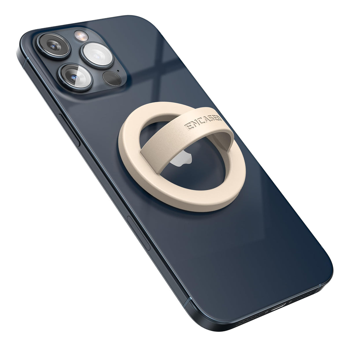 Soporte Magnético con Anillo de Silicona para Teléfono iPhone Marfil Diseño Delgado Compatible con MagSafe