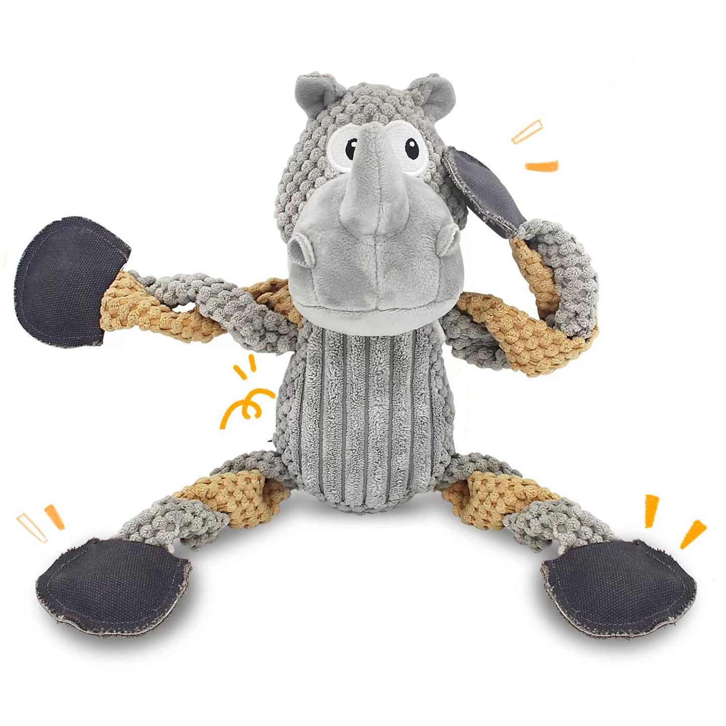Juguetes chirriantes para perros, juguetes de peluche para perros, juguetes de peluche interactivos duraderos para perros de peluche para cachorros, pequeños, medianos y grandes, para reducir el aburrimiento agresivo (gris)