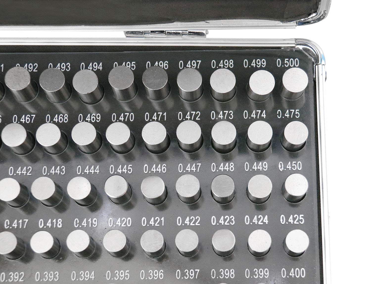 Juego de Calibradores de Clavijas de Acero Accusize Industrial Tools 0.251-0.500 Pulgadas Menos Clase Zz con Caja de Aluminio Confiable