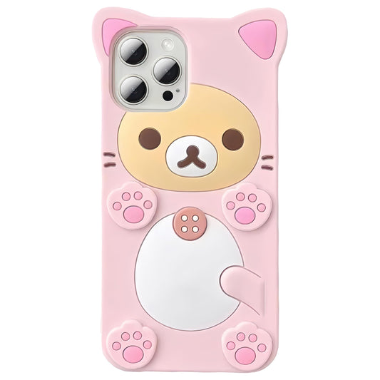 IAIYOXI - Funda 3D con diseño de oso de dibujos animados para iPhone SE 2022, de moda y elegante, divertido diseño de oso rosa, funda protectora de TPU suave, funda de silicona Kawaii para mujeres,