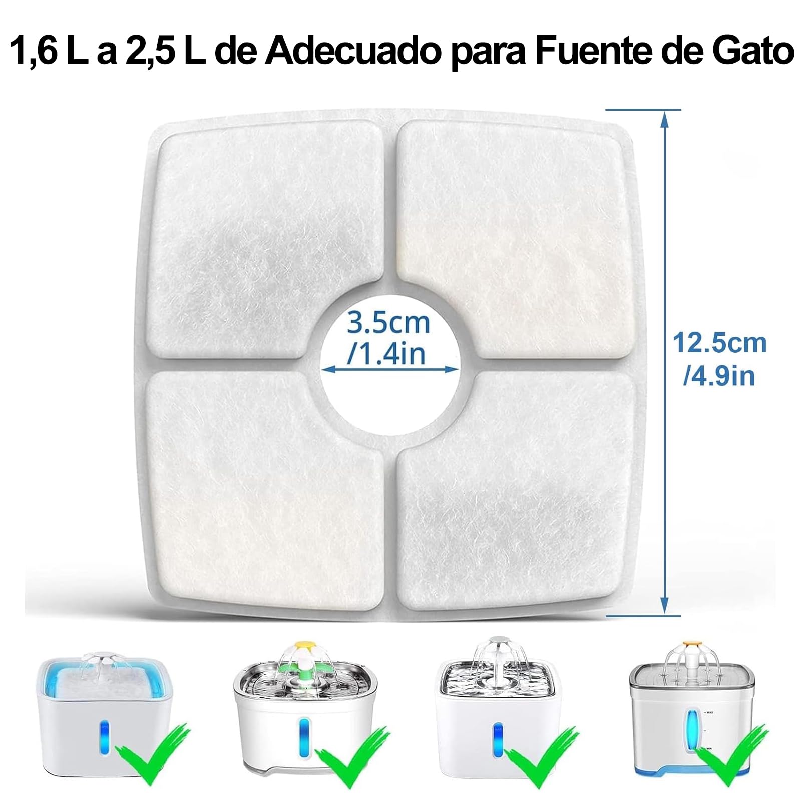 Filtros para Fuente de Gatos Rispetit Blanco con Resina y Carbón Activo