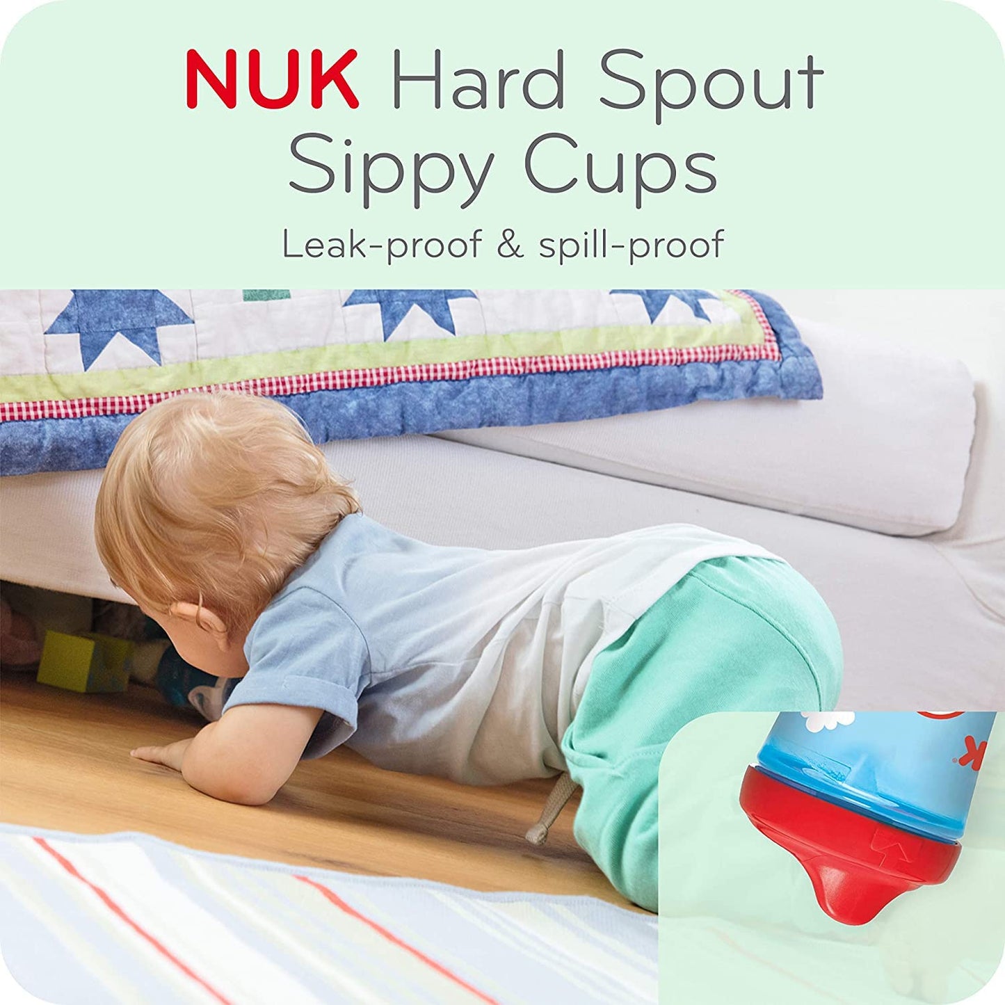 NUK First Essentials - Vaso para beber con boquilla dura, 10 onzas, paquete de 4 (surtido acuático)