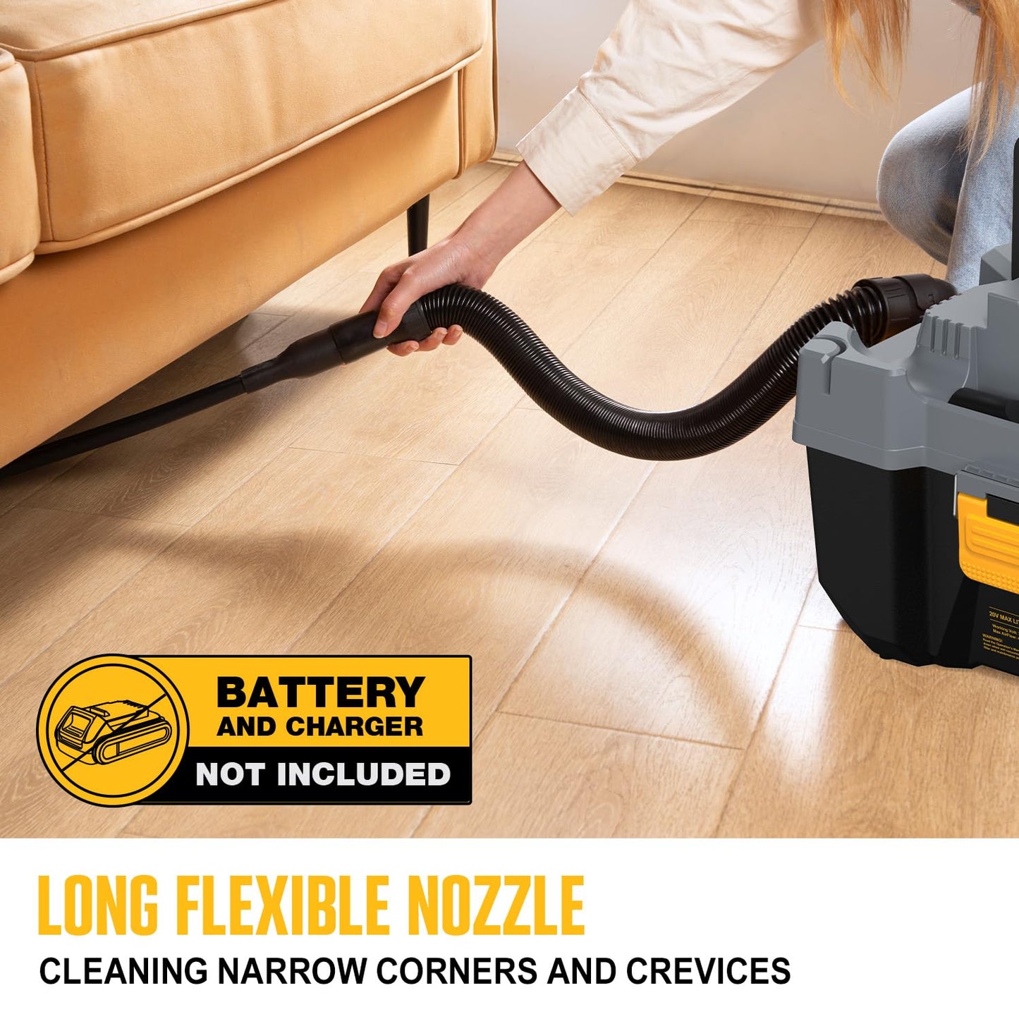 Aspiradora inalámbrica de 20 V, para tienda húmeda/seca, capacidad de 2.6 galones, compatible con baterías DeWALT (batería no incluida), ideal para limpiar automóviles, espacios del hogar y talleres