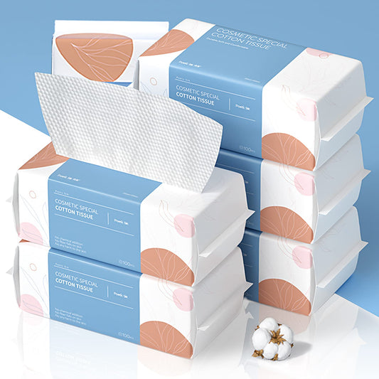 PoeticEHome Paquete de 6 toallitas suaves en seco, 100% algodón, toallas de limpieza facial sin pelusas, desechables, extra gruesas, uso seco y húmedo para piel sensible, eliminación de maquillaje, limpieza de superficies (600 unidades)