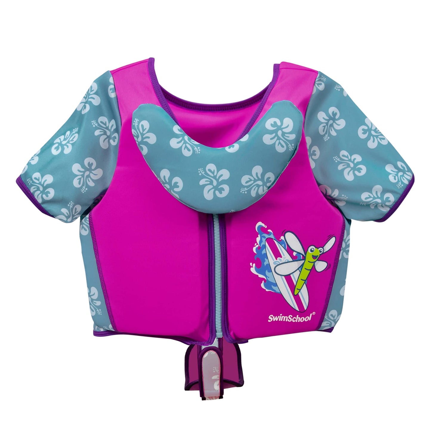 Chaleco de Entrenamiento SwimSchool Rosa Aqua con Mangas UPF50 y Correa Ajustable para Mujer