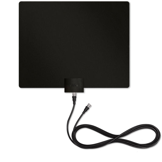Antena de TV Mohu Leaf 30 Blanca y Negra con Alcance de 64 km y Cable Coaxial 3m para Interiores