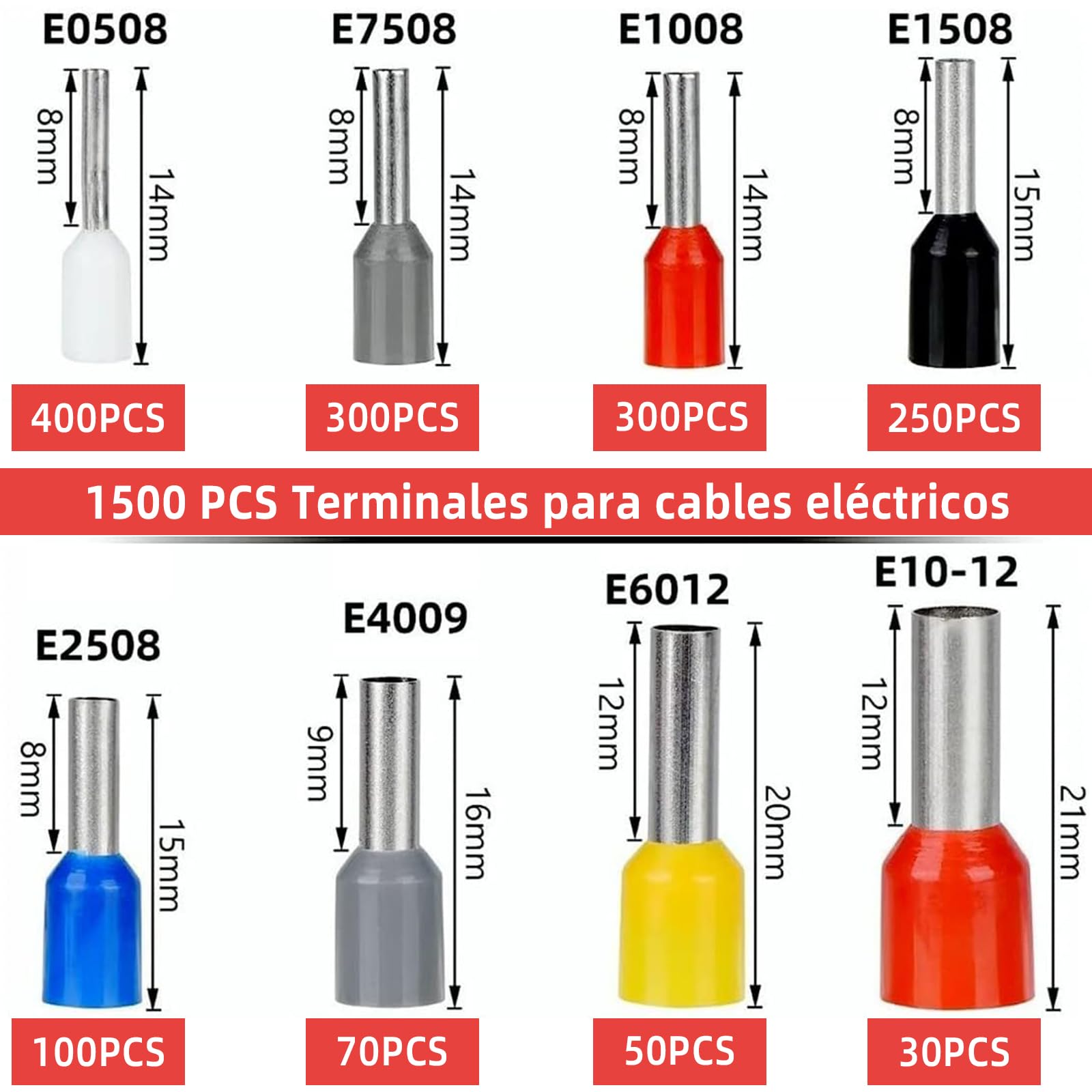 Kit de Terminales y Alicates HCS8 6-4A Negro para Cables Eléctricos