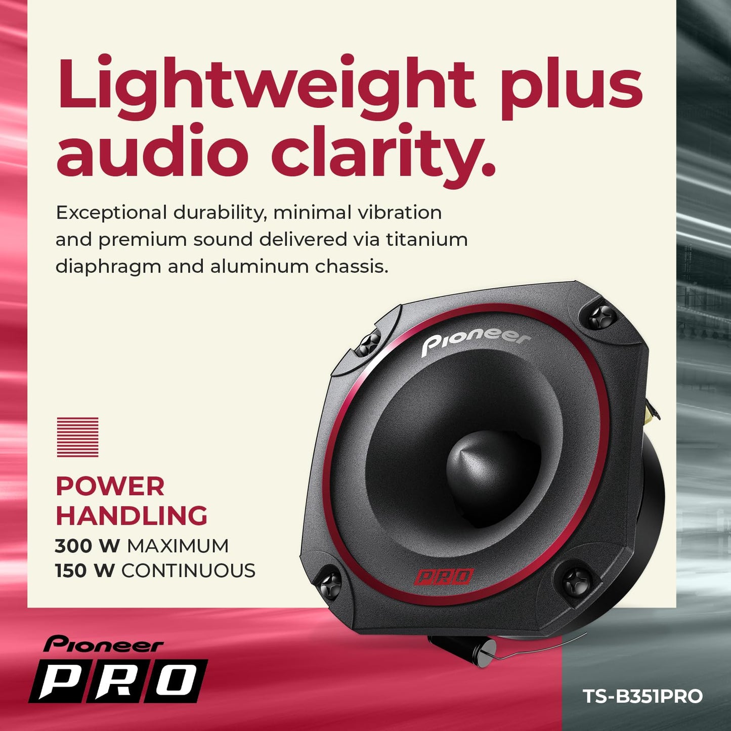 Tweeters Pioneer Serie PRO TS-B351PRO 3.5 Pulgadas 250W Estilo Bala para Audio de Coche de Alto SPL Profesional