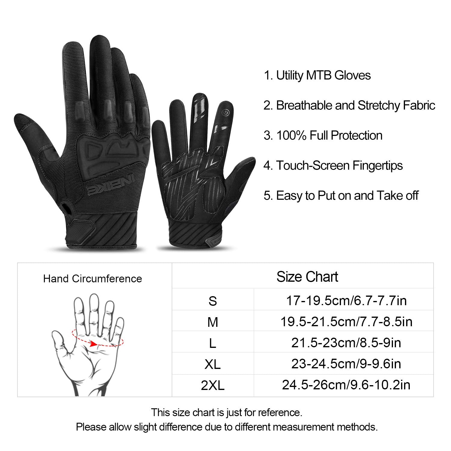 INBIKE - Guantes de bicicleta de montaña para hombre, protectores de nudillos, acolchados para hombre, transpirables, para MTB, motocross, carreras, Dirtbike