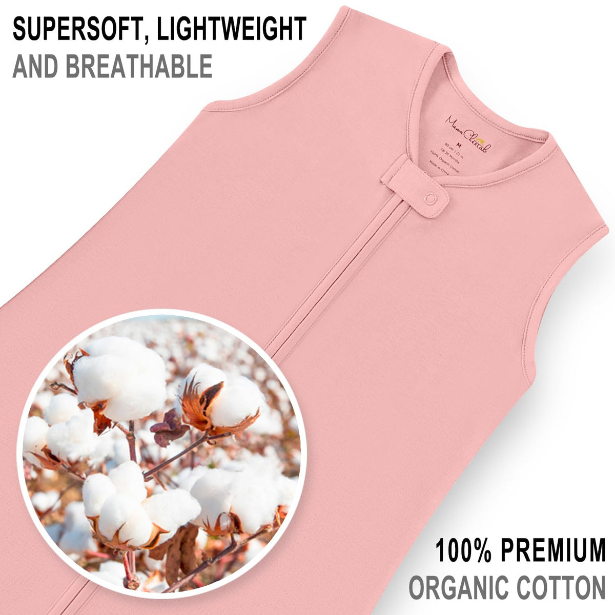Saco de Dormir para Niños con Pies, Saco de Dormir de Algodón Orgánico de 0.5 TOG con Patas, Manta Portátil para Bebés para Caminantes con Cremallera de 2 Vías, Saco de Dormir para Niñas y Niños