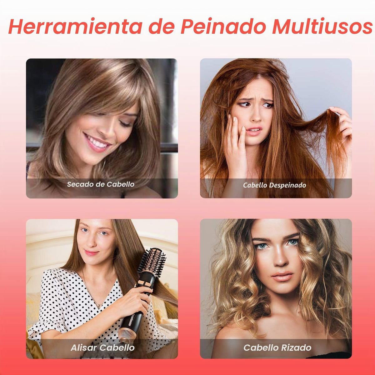 Kit de Cepillo Giratorio BEAUTIMETER Negro y Dorado con Aire Caliente Iónico 3 en 1