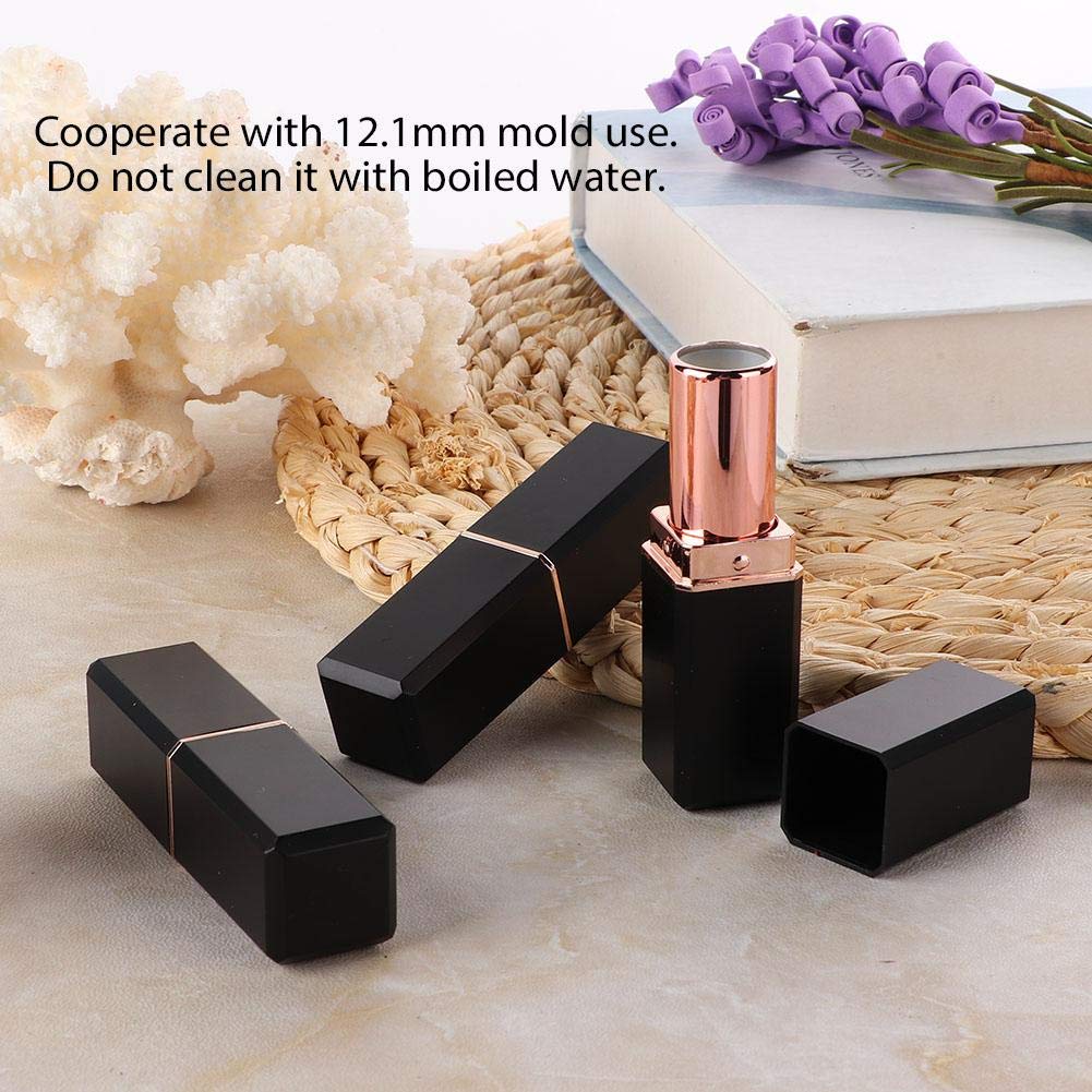 ANGGREK 10 Piezas Tubos Vacíos de Lápiz Labial para Maquillaje DIY, Material ABS Duradero, Portátil y Lavable, Color Negro