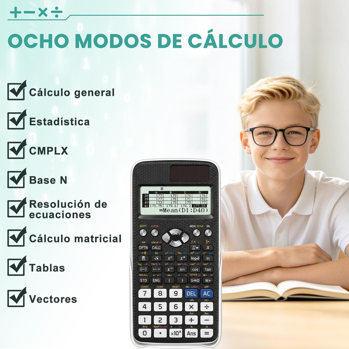 Calculadora Científica FSHNSH Negro 417 Funciones Ideal Estudiantes Universitarios e Ingenieros