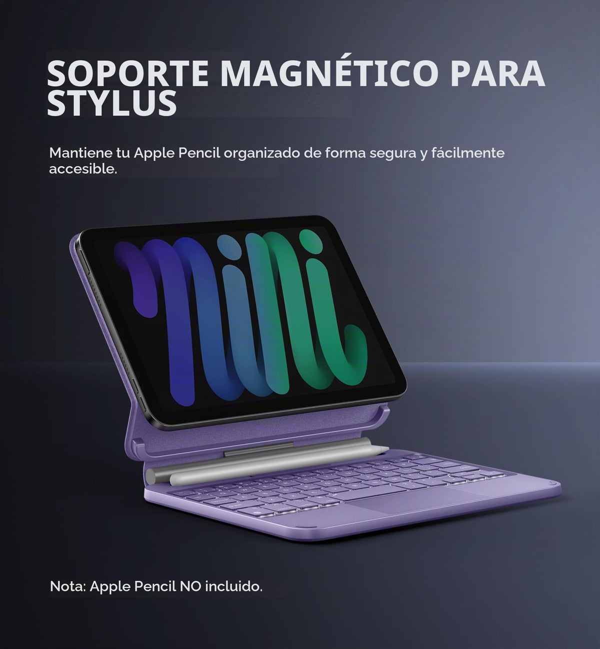 Funda Teclado Dexnor para iPad mini 7 A17 Pro Mini 6 Negro con Soporte Magnético Flotante y Trackpad