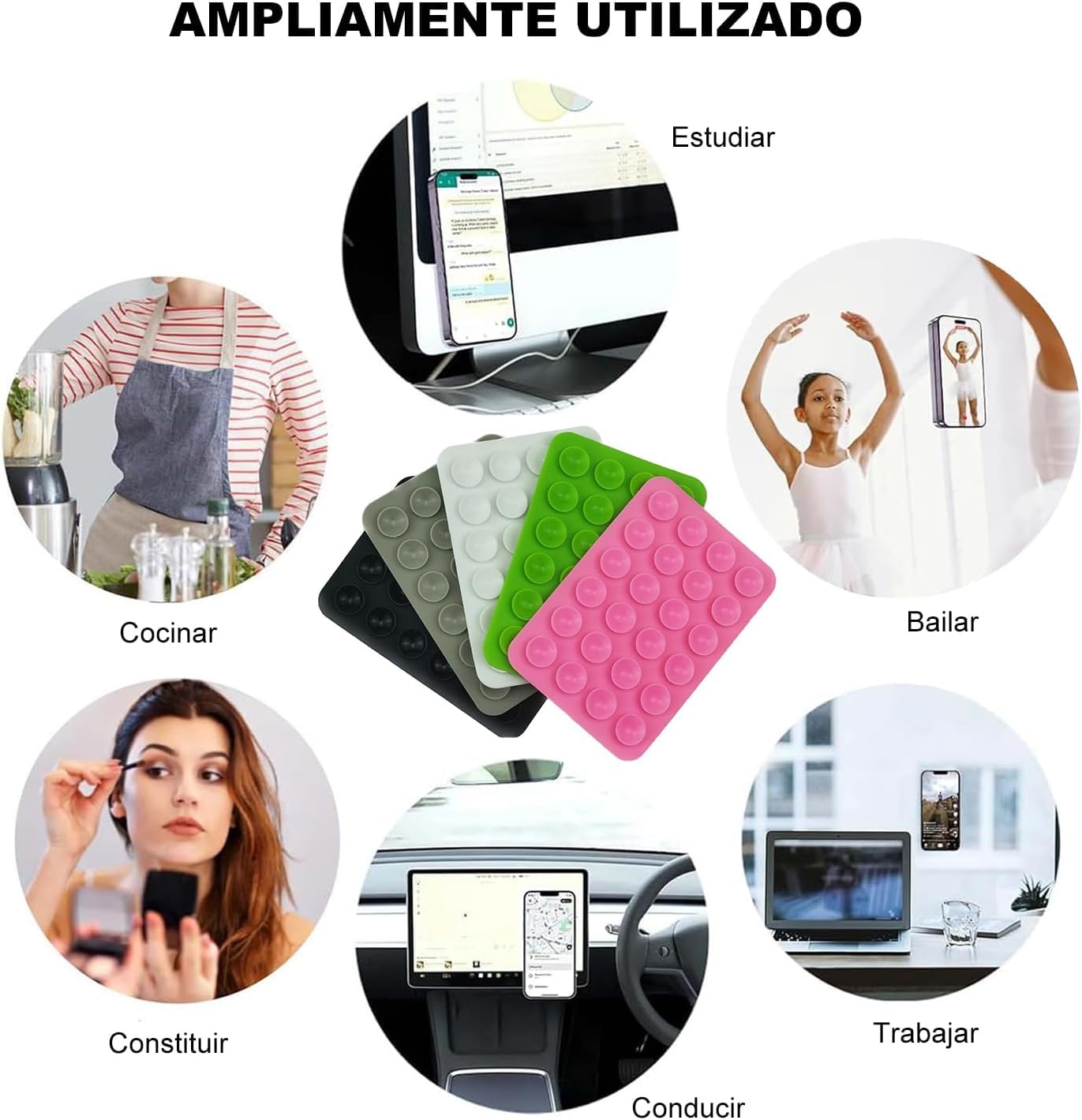 Soporte para Teléfono 15PCS Ventosa Silicona Antideslizante para Accesorios Móviles iPhone y Android