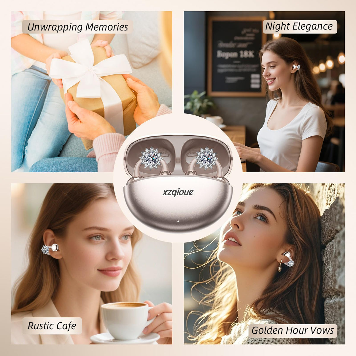Auriculares Inalámbricos xzqioue Inspirados en la Joyería Rosados para Mujer