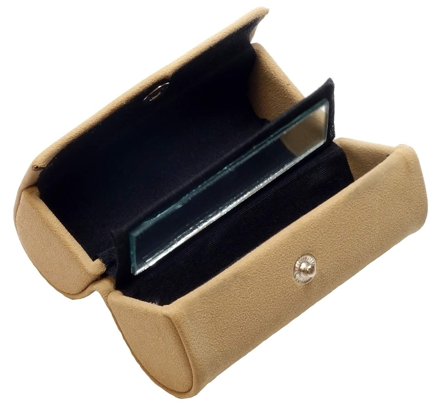Speert Suede - Estuche de viaje para lápiz labial doble con espejo para mujer, diseño compacto y elegante, cierre a presión, Beige, 3.5?ǥ x 1.5?ǥ x 2.3?ǥ
