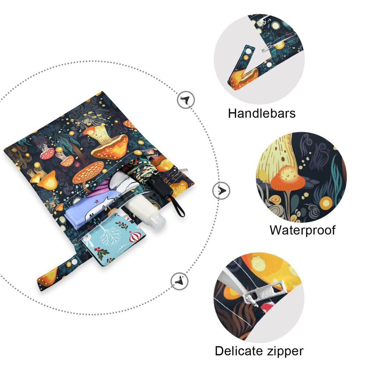 GOODOLD - Bolsa húmeda para pañales de tela para bebé, impermeable, reutilizable, con dos bolsillos con cierre para trajes de baño, 2 unidades
