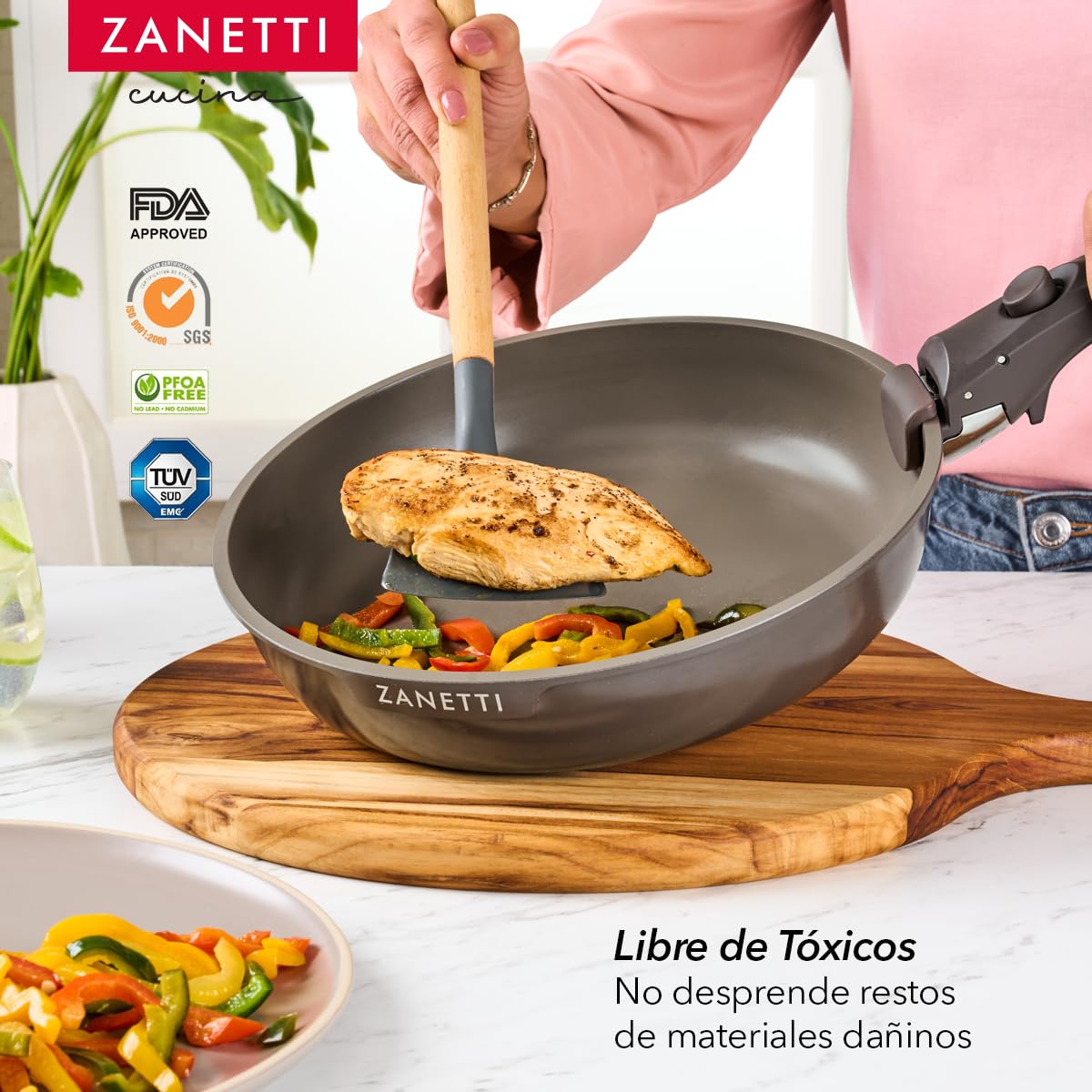 Juego de Cocina Zanetti Gris con Recubrimiento Antiadherente de Granito y Tecnología Italiana