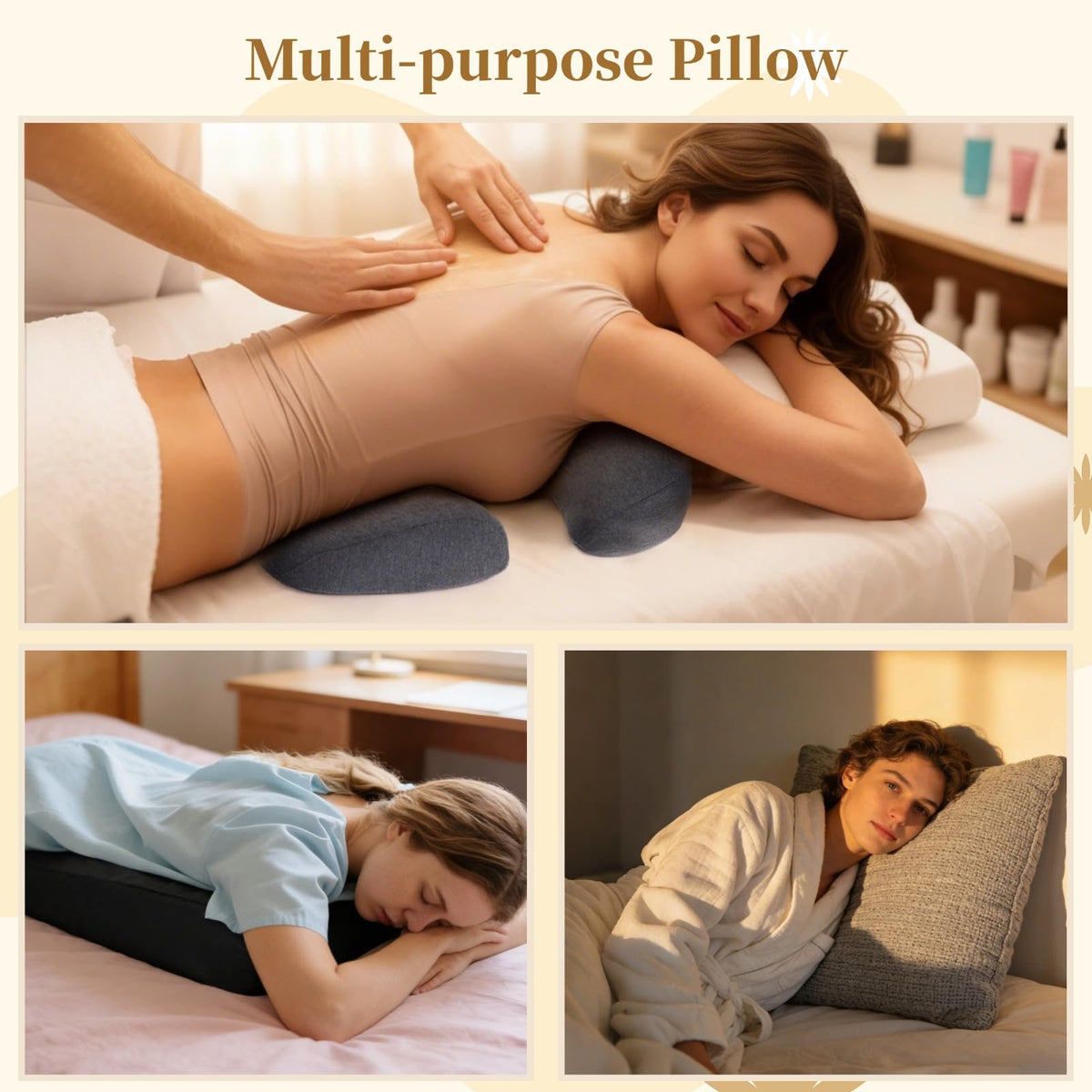 Almohada de Pecho FELISTORY Ergonómica para Masaje en Hogar o Spa