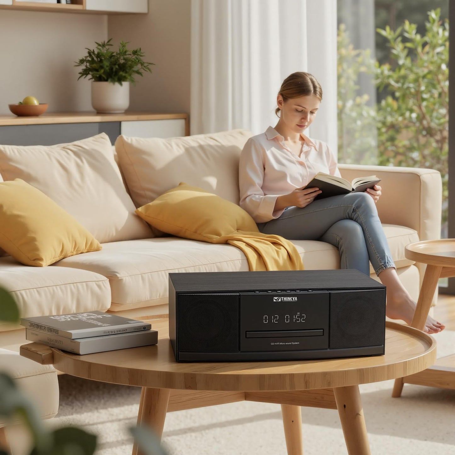 Reproductor de CD Bluetooth Sistema estéreo para el hogar, 36 W RMS, radio FM, control remoto