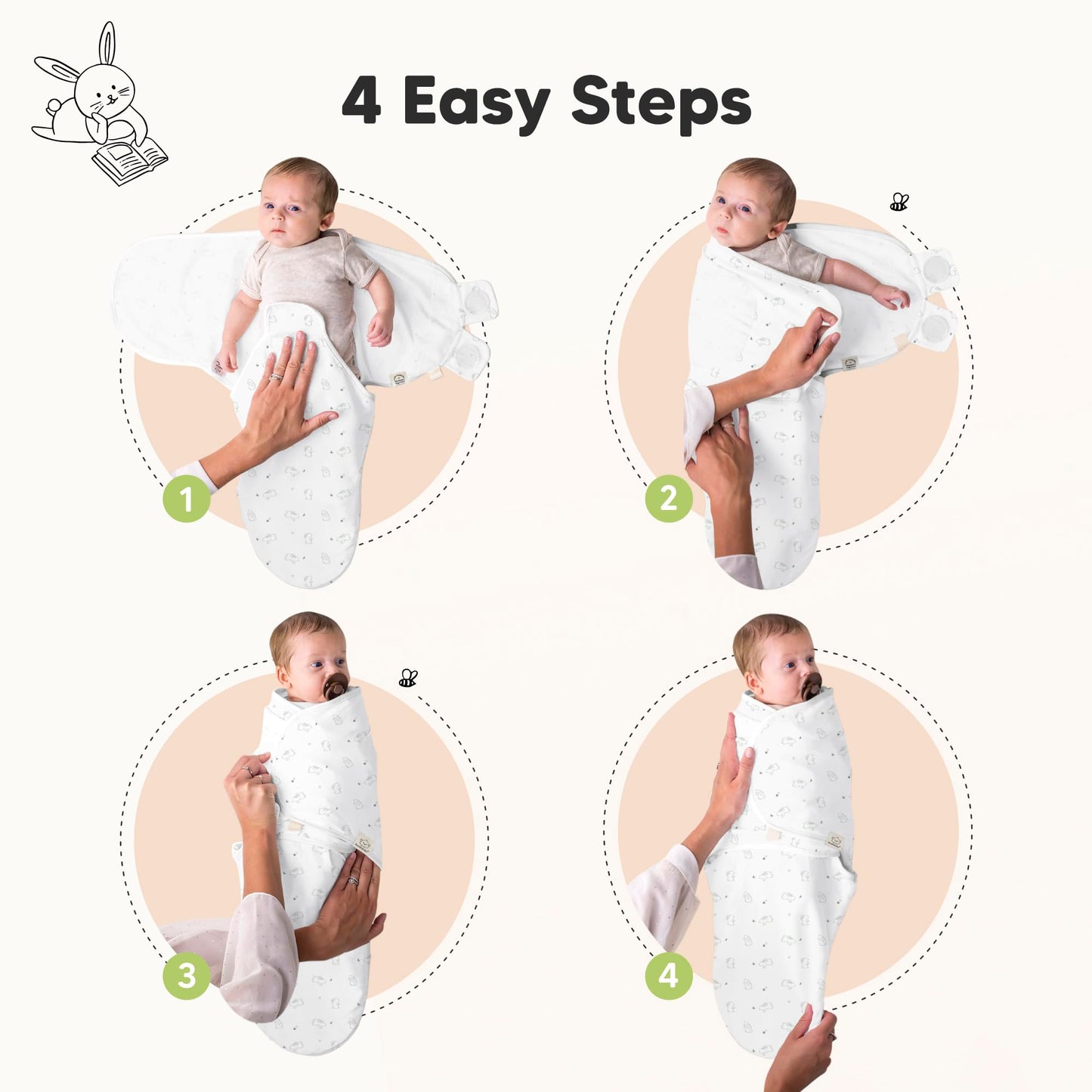 Paquete de 3 Bolsas de Dormir orgánicas para bebés – Mantas para recién Nacidos, bebés de 0 a 3 Meses, bebés, niños, Saco de Dormir Suave y cómodo, Mantas para bebés recién Nacidos, fáciles de Usar