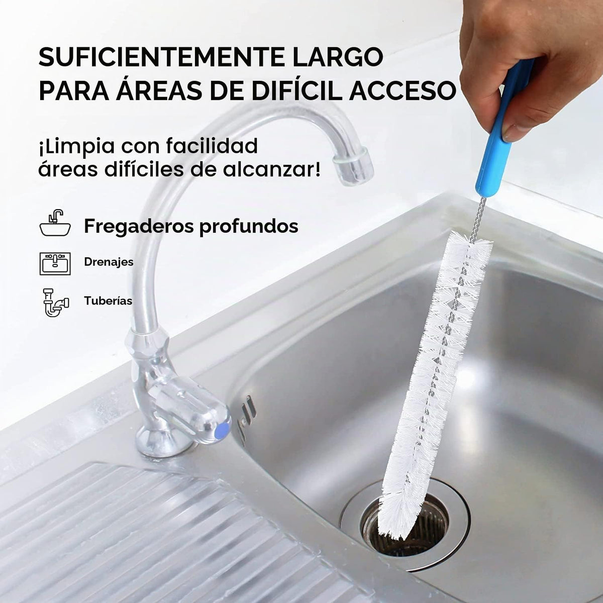 Turbo - Juego de 5 cepillos para botellas de microfibra, para limpiar biberones, botellas de agua, vasos, decantadores de vino, frasco, bong, limpiador de jarrones, un cepillo para polvo limpiador de