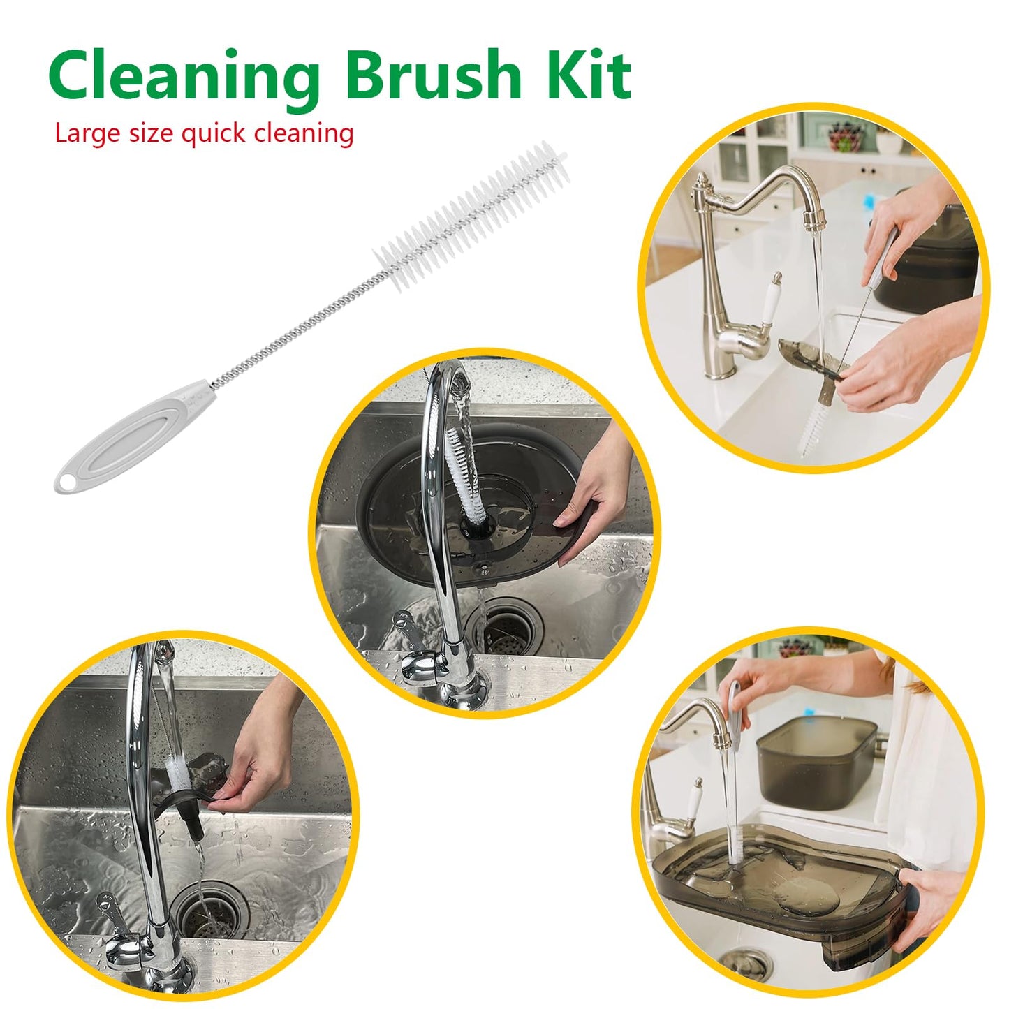 Bloombloomme - Kit de cepillo para polvo de limpieza para fuentes de agua para gatos, kit de limpieza para fuentes de interior y perro, cepillo para polvo de limpieza con 4 cepillos adecuado para la