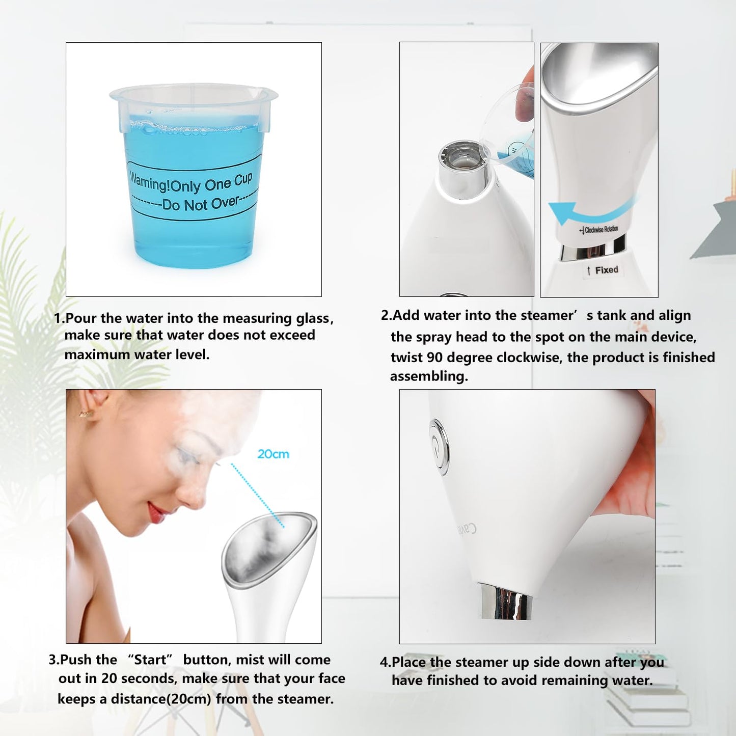 Vaporizador facial nano iónico facial humidificador de niebla cálida, atomizador hidratante facial vaporizador facial para el hogar, sauna y spa, con kit de piel de acero inoxidable de 4 piezas y banda para el cabello (verde)