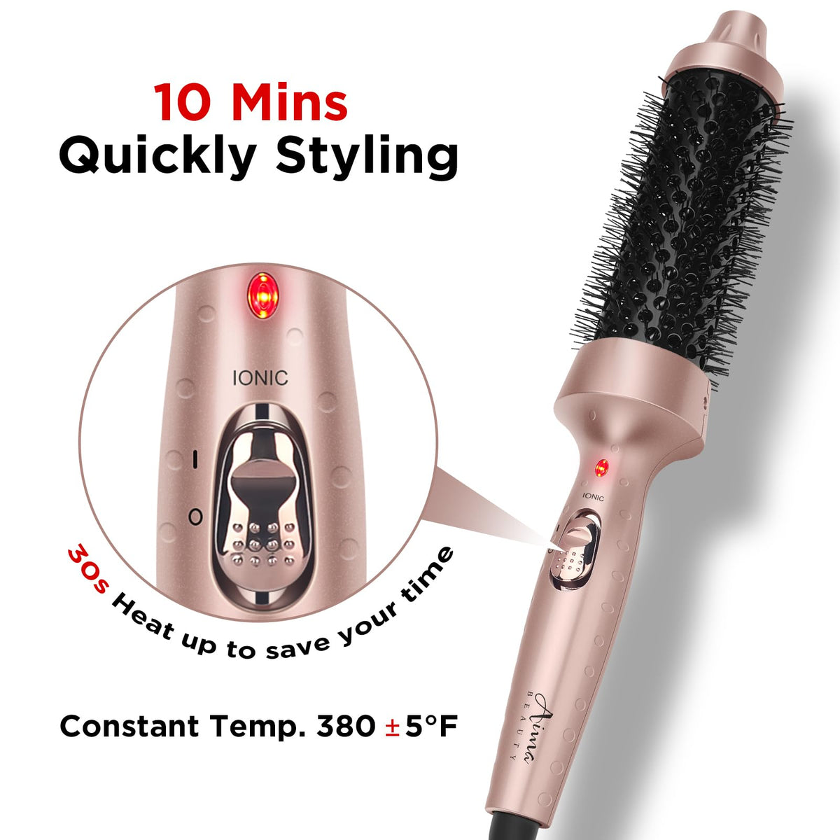 Cepillo Térmico Aima Beauty 1,3 Pulgadas Doble Voltaje Calentamiento Rápido 30 Segundos