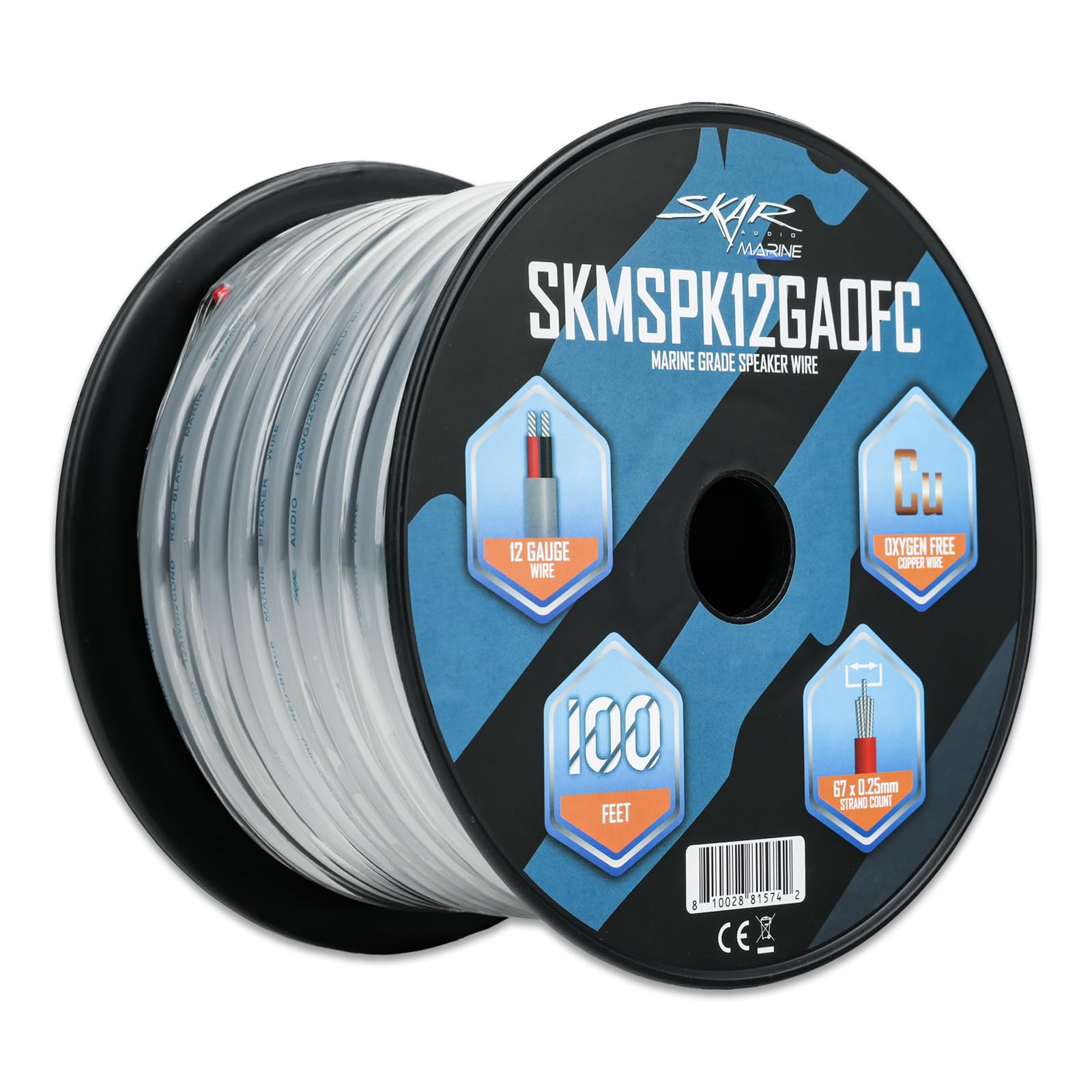 Skar Audio - Cable de altavoz de audio OFC, calibre 12 (AWG) Elite Marine Grade sin oxígeno, cobre estañado - 100 pies