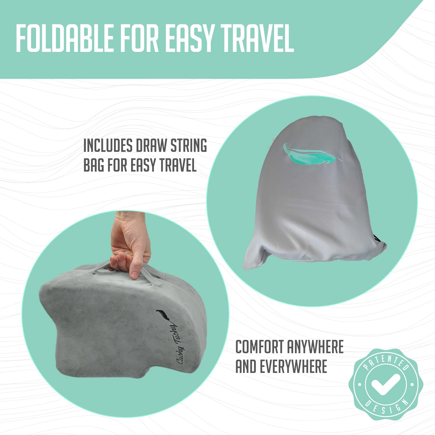 Cushy Tushy - Cojín de Asiento de Viaje Plegable de Alta Calidad para aliviar el Dolor de Espalda Baja, ciático, glúteos y coxis, para Uso en el hogar y la Oficina, Perfecto para Viajar o Conducir,